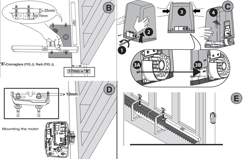 Sơ đồ lắp đặt motor cổng trượt Deimos A400